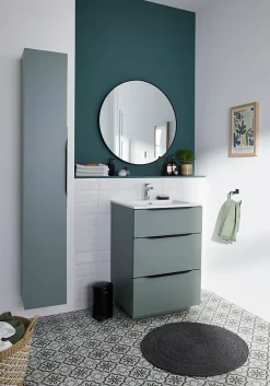 Meuble sous vasque à poser vert sauge mat l.60 x H.88 x P.50 cm, Pamili