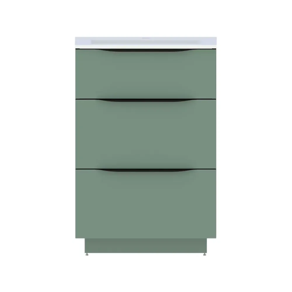 Meuble sous vasque à poser vert sauge mat l.60 x H.88 x P.50 cm, Pamili