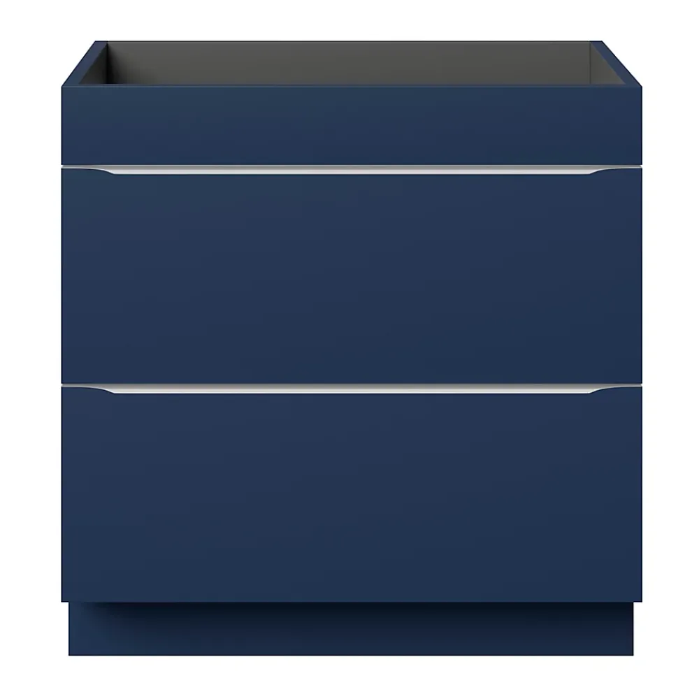 GoodHome Meuble sous vasque à poser bleu nuit mat l.80 x H.82 x P.45 cm, Imandra