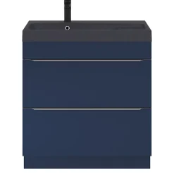 GoodHome Meuble sous vasque à poser bleu nuit mat l.80 x H.82 x P.45 cm, Imandra