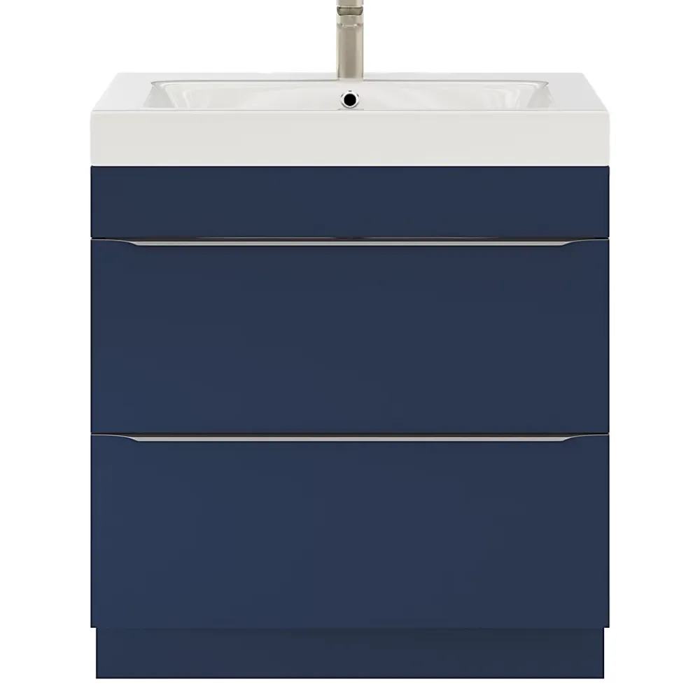 GoodHome Meuble sous vasque à poser bleu nuit mat l.80 x H.82 x P.45 cm, Imandra