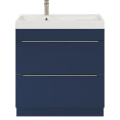 GoodHome Meuble sous vasque à poser bleu nuit mat l.80 x H.82 x P.45 cm, Imandra