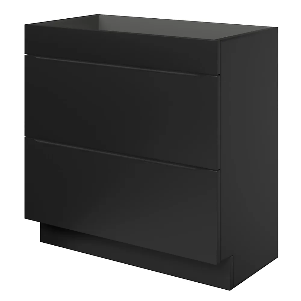 Meuble Buanderie|Meuble De Salle De Bains Faible Profondeur|GoodHome Meuble sous vasque à poser noir mat l.80 x H.82 x P.45 cm, Imandra