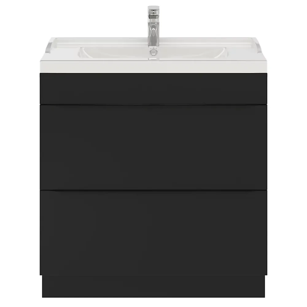 Meuble Buanderie|Meuble De Salle De Bains Faible Profondeur|GoodHome Meuble sous vasque à poser noir mat l.80 x H.82 x P.45 cm, Imandra