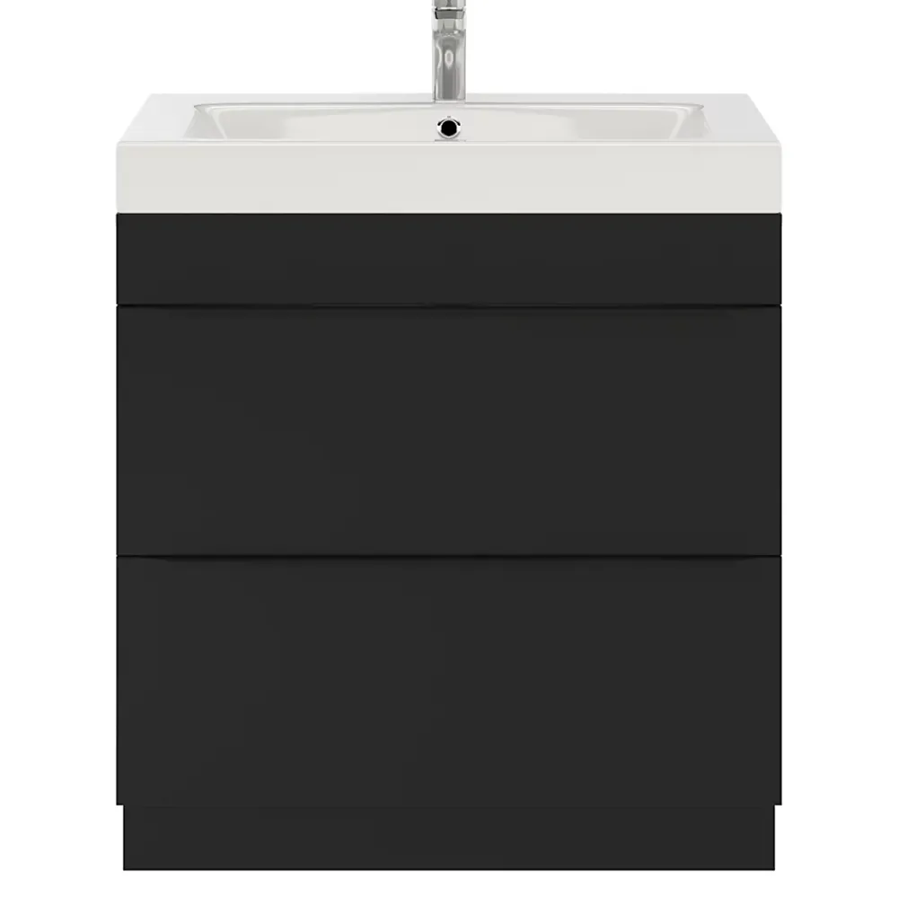 Meuble Buanderie|Meuble De Salle De Bains Faible Profondeur|GoodHome Meuble sous vasque à poser noir mat l.80 x H.82 x P.45 cm, Imandra