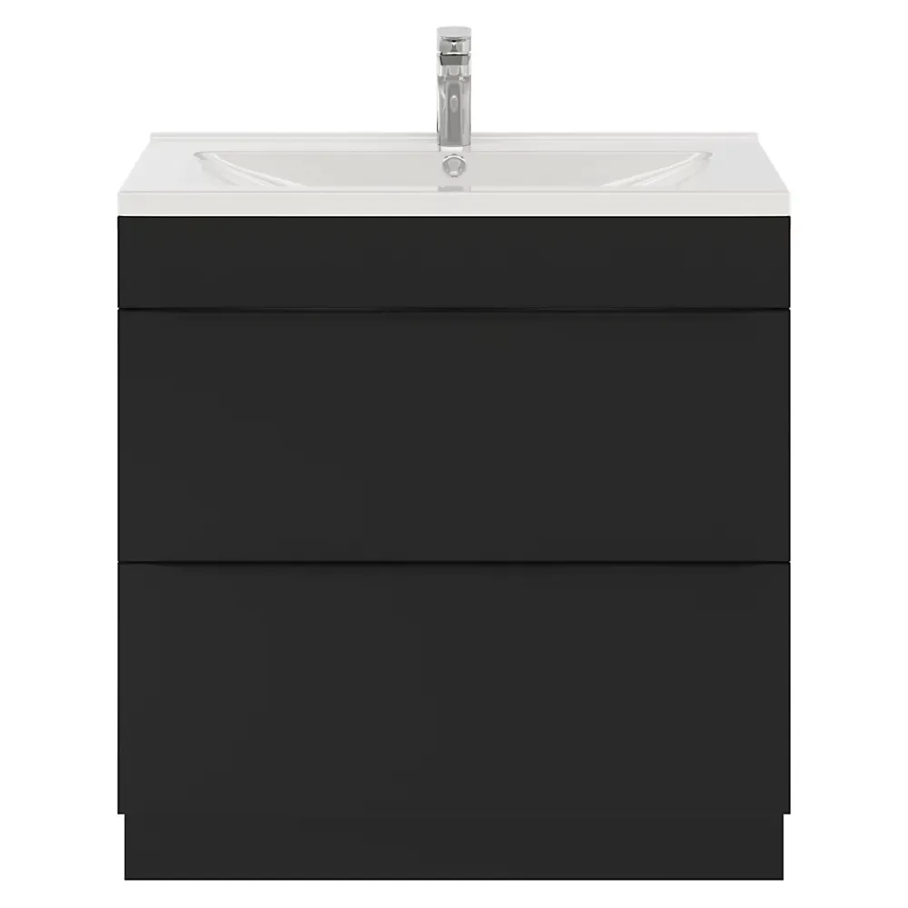 Meuble Buanderie|Meuble De Salle De Bains Faible Profondeur|GoodHome Meuble sous vasque à poser noir mat l.80 x H.82 x P.45 cm, Imandra