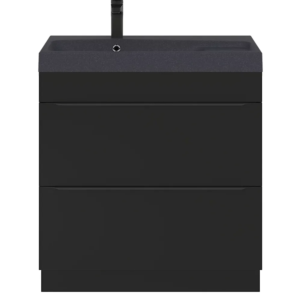 Meuble Buanderie|Meuble De Salle De Bains Faible Profondeur|GoodHome Meuble sous vasque à poser noir mat l.80 x H.82 x P.45 cm, Imandra