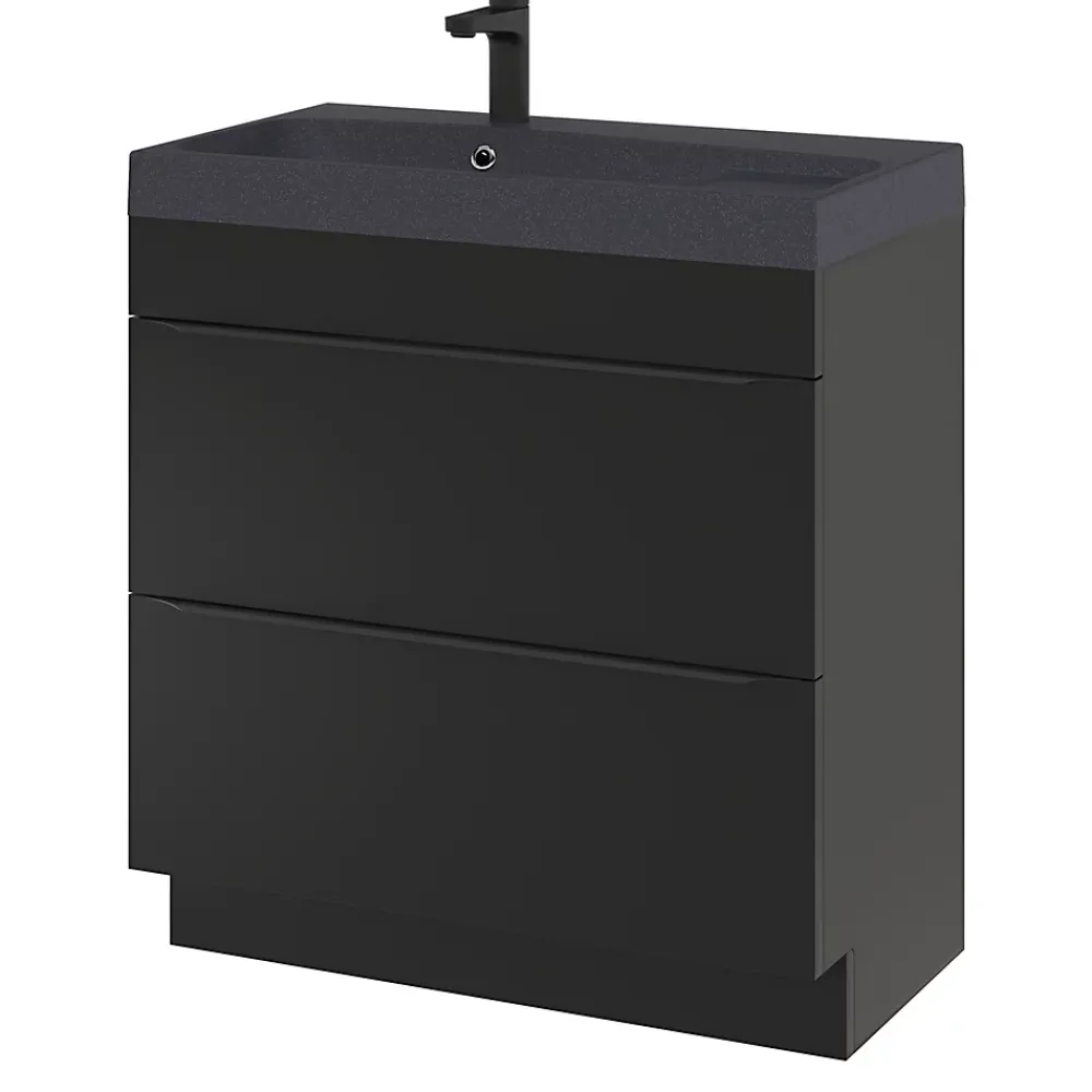 Meuble Buanderie|Meuble De Salle De Bains Faible Profondeur|GoodHome Meuble sous vasque à poser noir mat l.80 x H.82 x P.45 cm, Imandra