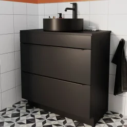 Meuble Buanderie|Meuble De Salle De Bains Faible Profondeur|GoodHome Meuble sous vasque à poser noir mat l.80 x H.82 x P.45 cm, Imandra