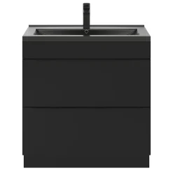 Meuble Buanderie|Meuble De Salle De Bains Faible Profondeur|GoodHome Meuble sous vasque à poser noir mat l.80 x H.82 x P.45 cm, Imandra