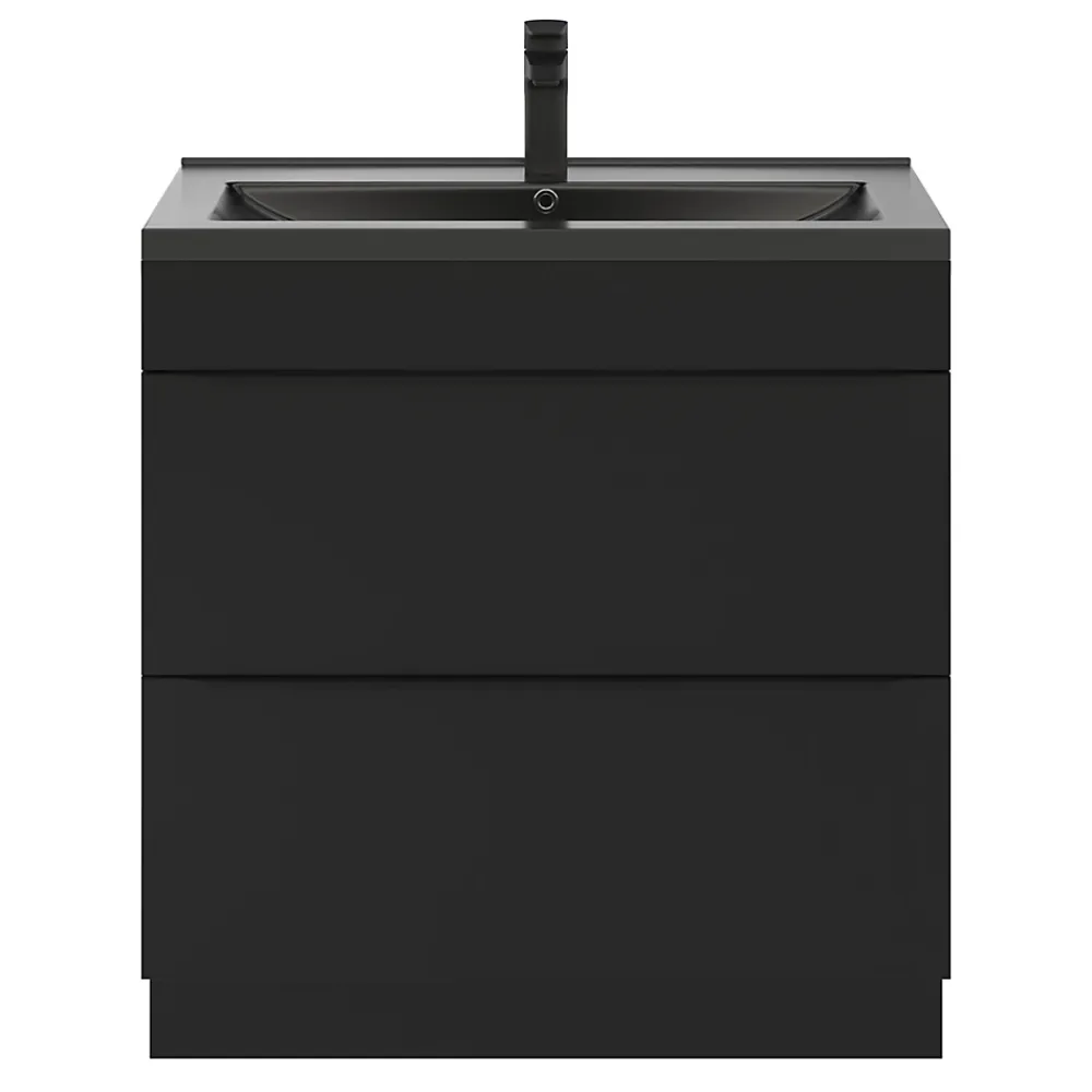 Meuble Buanderie|Meuble De Salle De Bains Faible Profondeur|GoodHome Meuble sous vasque à poser noir mat l.80 x H.82 x P.45 cm, Imandra