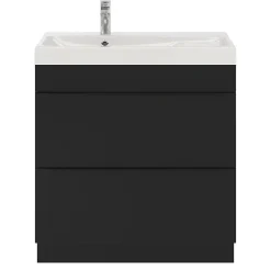 Meuble Buanderie|Meuble De Salle De Bains Faible Profondeur|GoodHome Meuble sous vasque à poser noir mat l.80 x H.82 x P.45 cm, Imandra