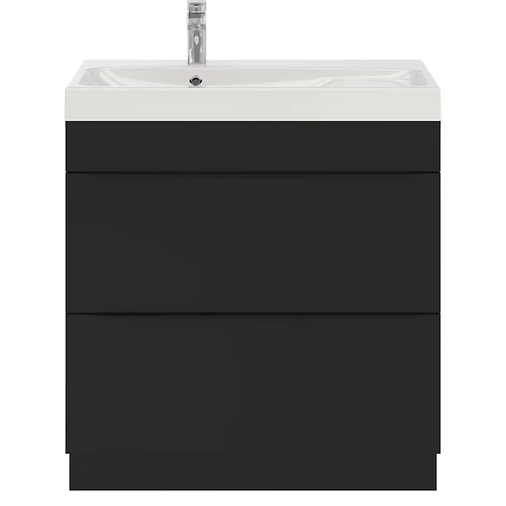 Meuble Buanderie|Meuble De Salle De Bains Faible Profondeur|GoodHome Meuble sous vasque à poser noir mat l.80 x H.82 x P.45 cm, Imandra