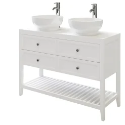 GoodHome Meuble sous vasque à poser 4 tiroirs blanc mat l.120 x H.80 x P.45 cm, Perma