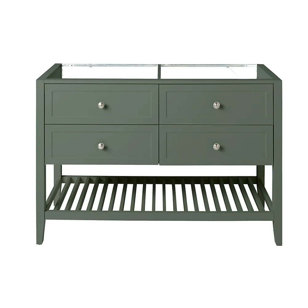 GoodHome Meuble sous vasque à poser 4 tiroirs 1 niche vert mat l.120 x H.80,6 x P.45 cm, Perma