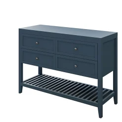 GoodHome Meuble sous vasque à poser 4 tiroirs bleu mat l.120 x H.80 x P.45 cm, Perma