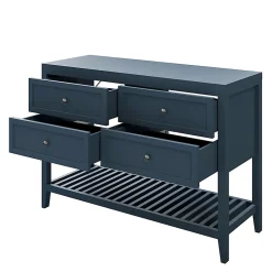 GoodHome Meuble sous vasque à poser 4 tiroirs bleu mat l.120 x H.80 x P.45 cm, Perma