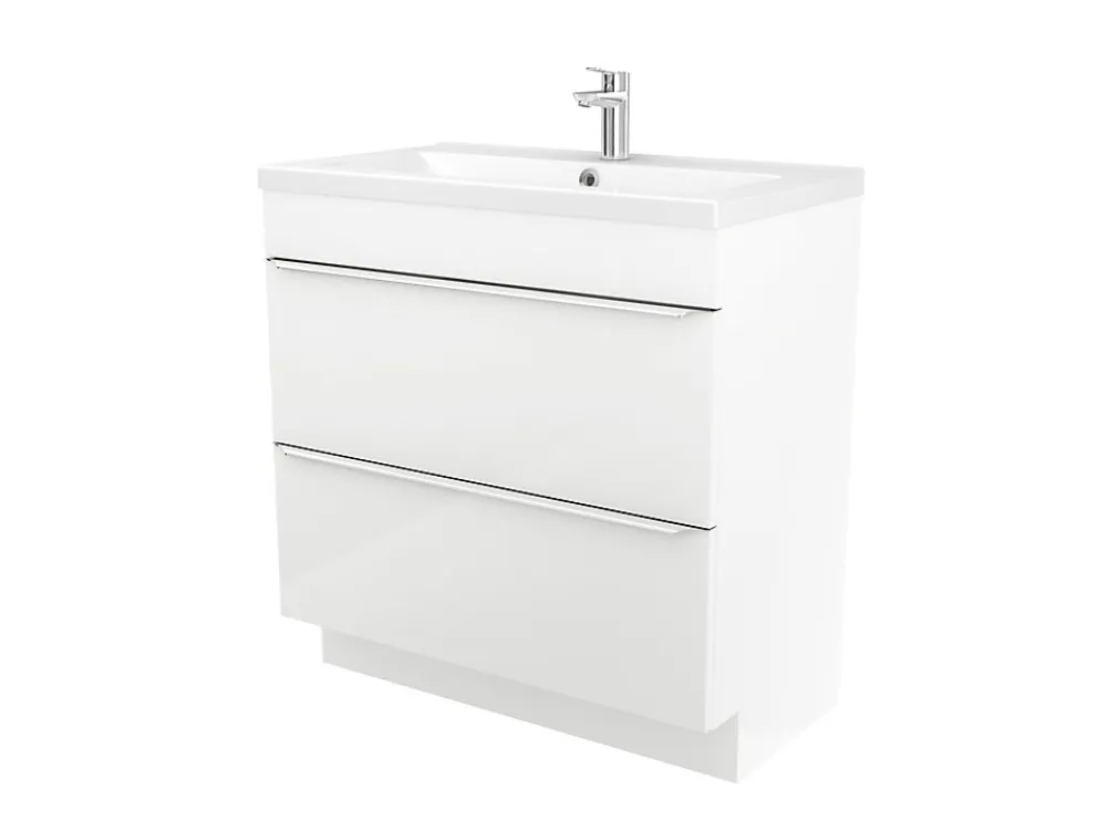Meuble Buanderie|Meuble Sous-Vasque|GoodHome Meuble sous vasque à poser blanc brillant l.80 x H.82 x P.45 cm, Imandra