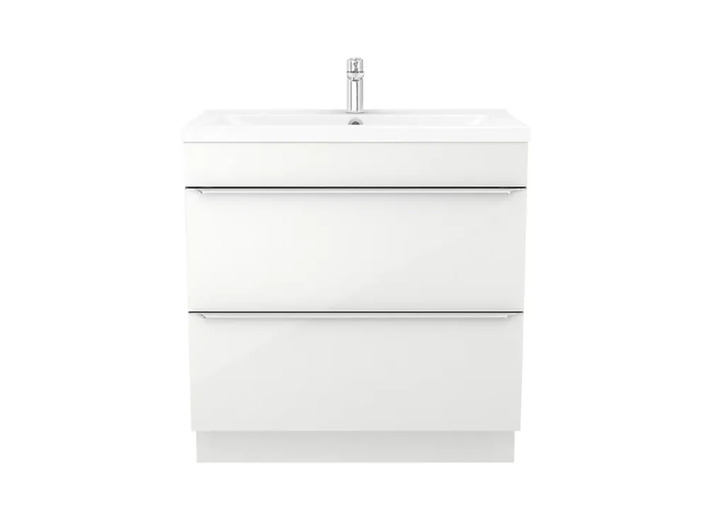 Meuble Buanderie|Meuble Sous-Vasque|GoodHome Meuble sous vasque à poser blanc brillant l.80 x H.82 x P.45 cm, Imandra