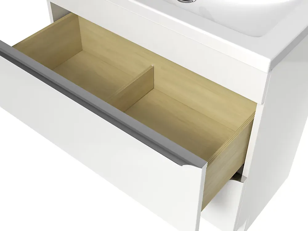 Meuble Buanderie|Meuble Sous-Vasque|GoodHome Meuble sous vasque à poser blanc brillant l.80 x H.82 x P.45 cm, Imandra