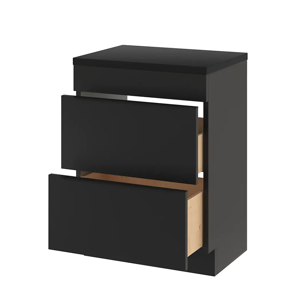 Meuble Buanderie|Meuble De Salle De Bains Faible Profondeur|GoodHome Meuble sous vasque à poser noir mat l.60 x H.82 x P.45 cm, Imandra