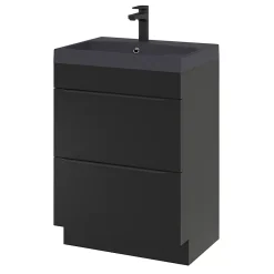 Meuble Buanderie|Meuble De Salle De Bains Faible Profondeur|GoodHome Meuble sous vasque à poser noir mat l.60 x H.82 x P.45 cm, Imandra