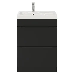 Meuble Buanderie|Meuble De Salle De Bains Faible Profondeur|GoodHome Meuble sous vasque à poser noir mat l.60 x H.82 x P.45 cm, Imandra