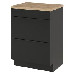 Meuble Buanderie|Meuble De Salle De Bains Faible Profondeur|GoodHome Meuble sous vasque à poser noir mat l.60 x H.82 x P.45 cm, Imandra