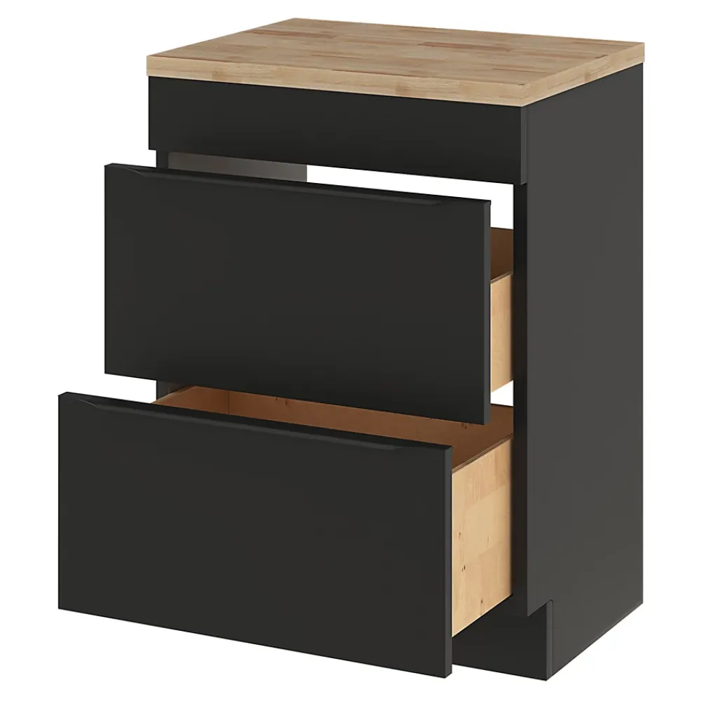 Meuble Buanderie|Meuble De Salle De Bains Faible Profondeur|GoodHome Meuble sous vasque à poser noir mat l.60 x H.82 x P.45 cm, Imandra