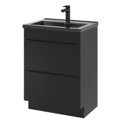 Meuble Buanderie|Meuble De Salle De Bains Faible Profondeur|GoodHome Meuble sous vasque à poser noir mat l.60 x H.82 x P.45 cm, Imandra
