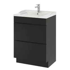 Meuble Buanderie|Meuble De Salle De Bains Faible Profondeur|GoodHome Meuble sous vasque à poser noir mat l.60 x H.82 x P.45 cm, Imandra