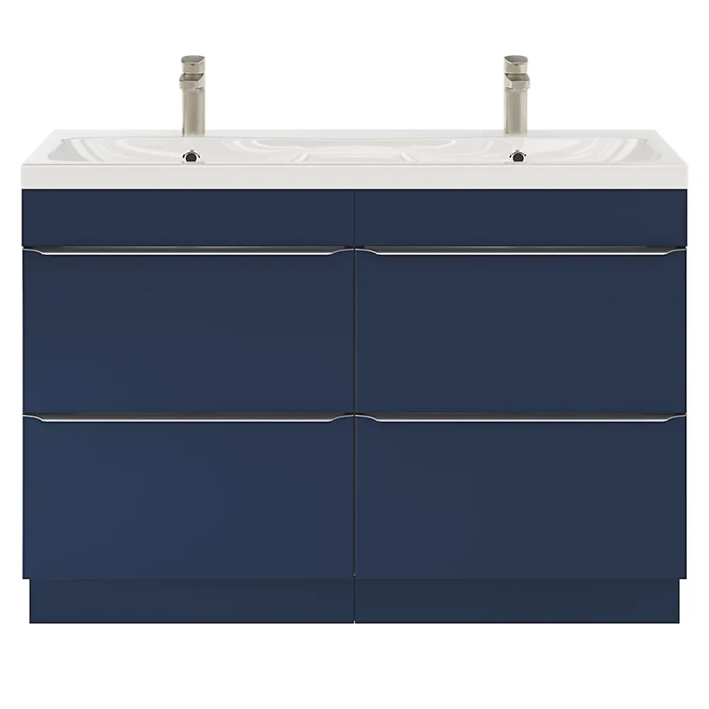 GoodHome Meuble sous vasque à poser bleu nuit mat l.120 x H.82 x P.45 cm, Imandra