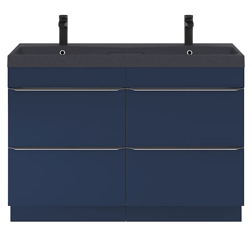GoodHome Meuble sous vasque à poser bleu nuit mat l.120 x H.82 x P.45 cm, Imandra