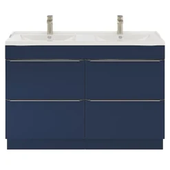 GoodHome Meuble sous vasque à poser bleu nuit mat l.120 x H.82 x P.45 cm, Imandra