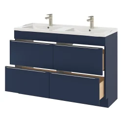 GoodHome Meuble sous vasque à poser bleu nuit mat l.120 x H.82 x P.45 cm, Imandra