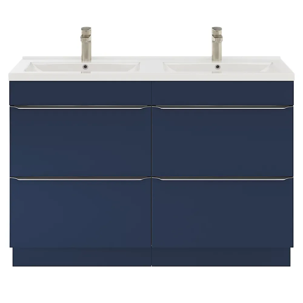 GoodHome Meuble sous vasque à poser bleu nuit mat l.120 x H.82 x P.45 cm, Imandra