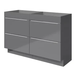 Meuble Buanderie|GoodHome Meuble sous vasque à poser gris brillant l.120 x H.82 x P.45 cm, Imandra