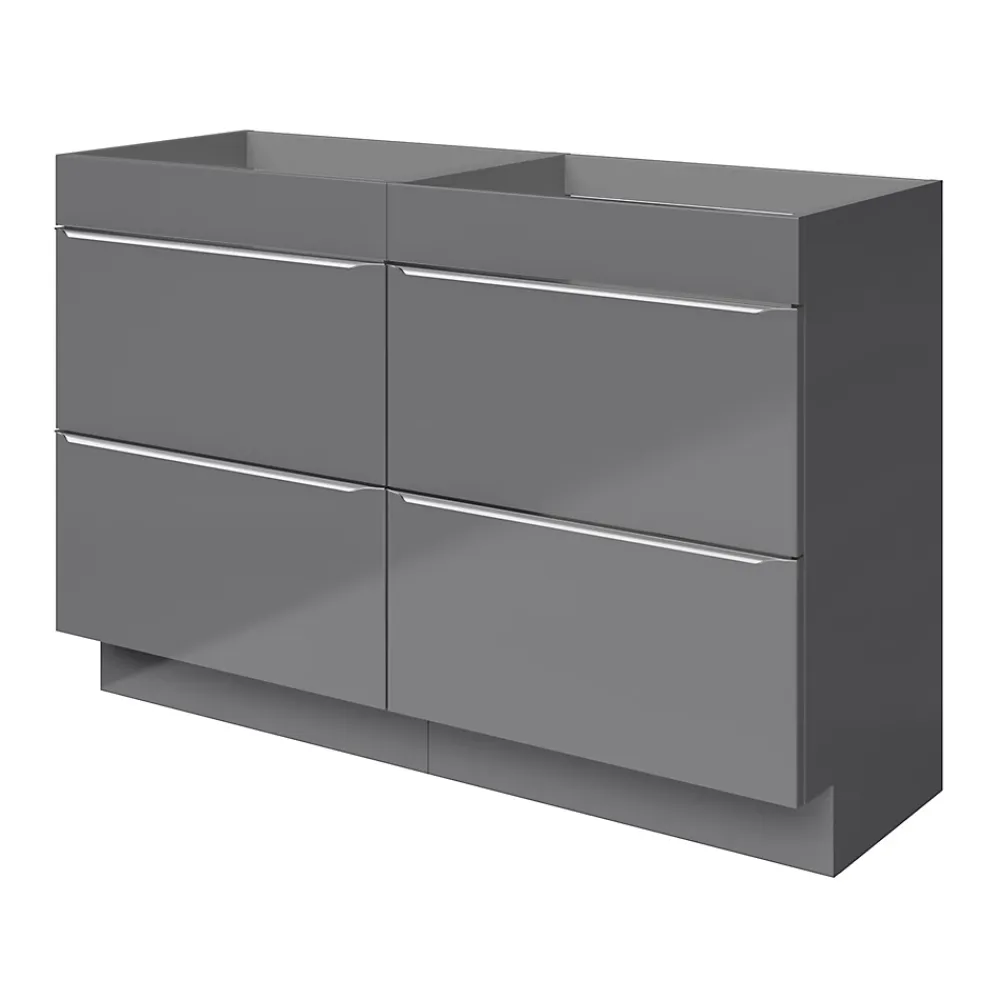 Meuble Buanderie|GoodHome Meuble sous vasque à poser gris brillant l.120 x H.82 x P.45 cm, Imandra