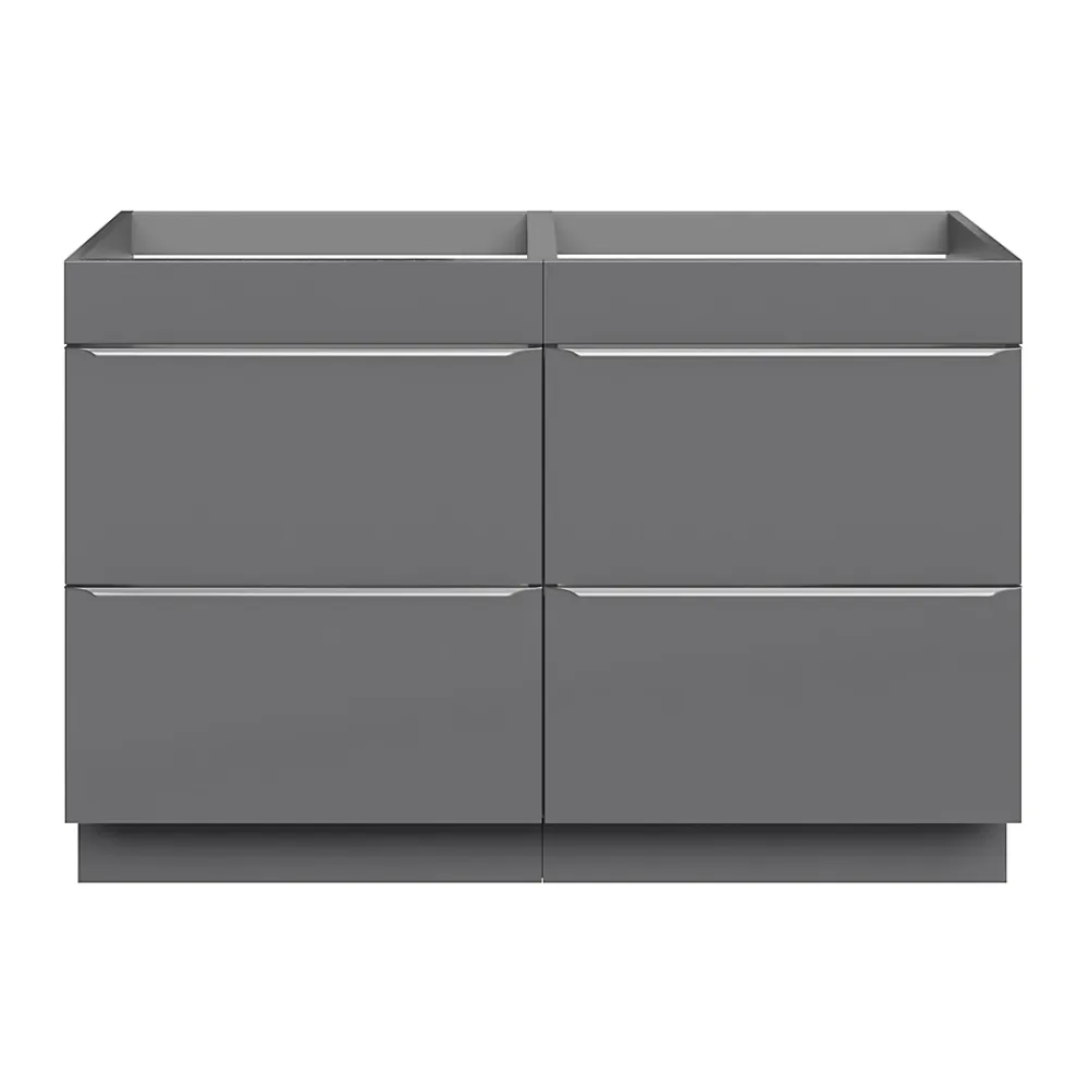 Meuble Buanderie|GoodHome Meuble sous vasque à poser gris brillant l.120 x H.82 x P.45 cm, Imandra