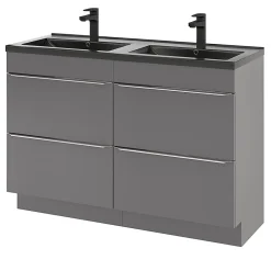 Meuble Buanderie|GoodHome Meuble sous vasque à poser gris brillant l.120 x H.82 x P.45 cm, Imandra