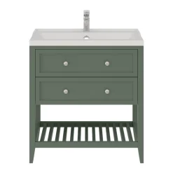 Meuble Vasque|GoodHome Meuble sous vasque à poser l.80 cm vert + plan vasque Lana, Perma