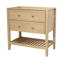 GoodHome Meuble sous vasque à poser 2 tiroirs 1 niche placage chêne l.80 cm Perma + plan vasque blanc Nira,