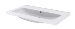 GoodHome Meuble sous vasque à poser 2 tiroirs 1 niche placage chêne l.80 cm Perma + plan vasque blanc Nira,