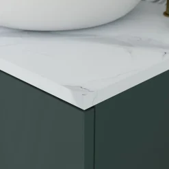 Meuble Buanderie|GoodHome Meuble sous vasque à poser l.120 cm vert + plan de toilette effet marbre blanc Cadélia, Perma