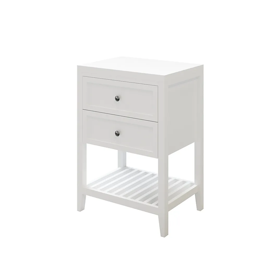 GoodHome Meuble sous vasque à poser 2 tiroirs 1 niche blanc mat l.60 cm + plan de toilette, Perma