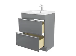 GoodHome Meuble sous vasque à poser gris brillant l.60 x H.82 x P.45 cm, Imandra