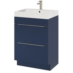 GoodHome Meuble sous vasque à poser bleu nuit mat l.60 x H.82 x P.45 cm, Imandra