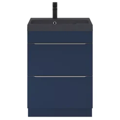 GoodHome Meuble sous vasque à poser bleu nuit mat l.60 x H.82 x P.45 cm, Imandra