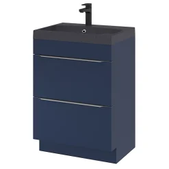 GoodHome Meuble sous vasque à poser bleu nuit mat l.60 x H.82 x P.45 cm, Imandra