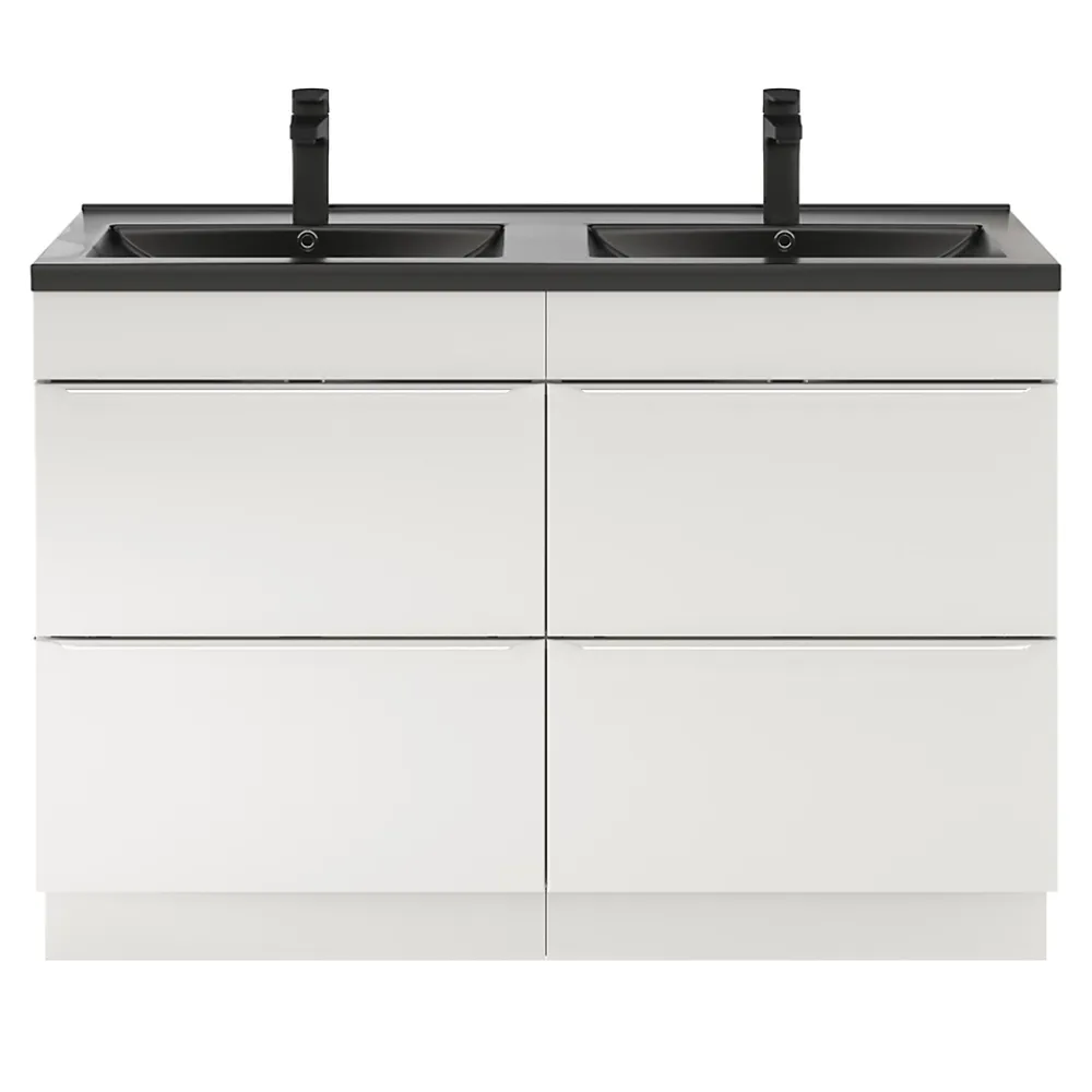 GoodHome Meuble sous vasque à poser blanc brillant l.120 x H.82 x P.45 cm, Imandra